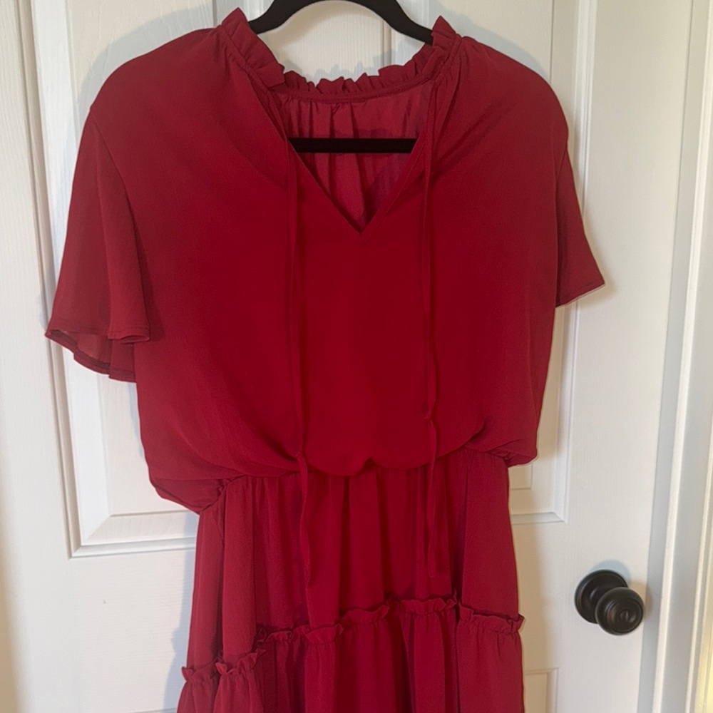 Red Ruffle Dress - Picture 3 of 11